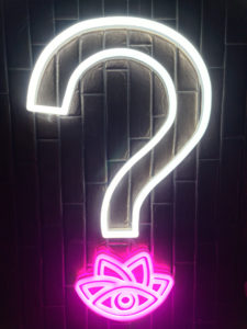 Lulu Wild neon question mark sign