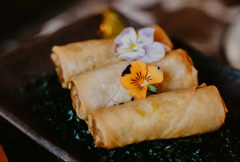 Aromatic crispy duck rolls at Lulu Wild