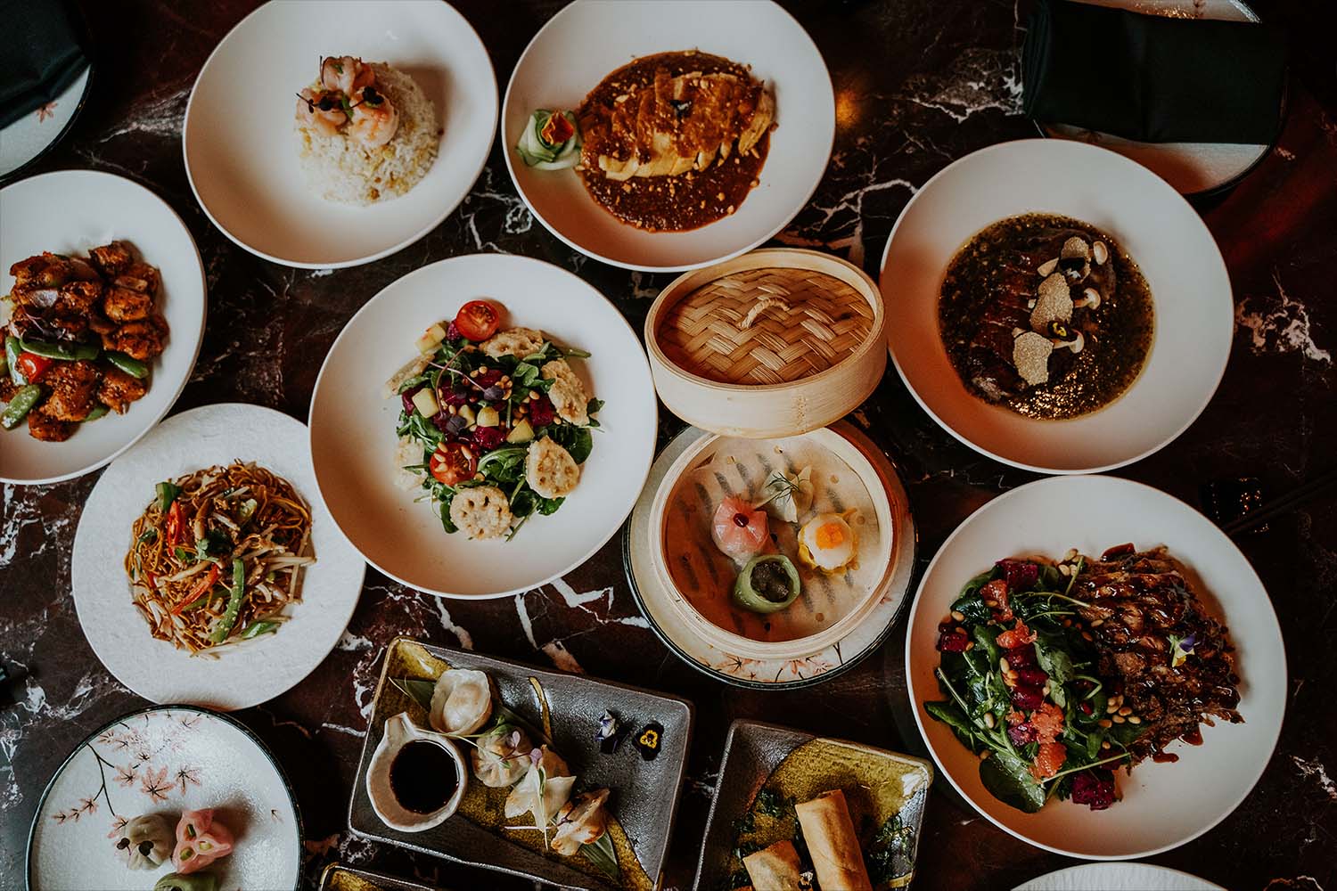 Signature sharing menu spread at Lulu Wild