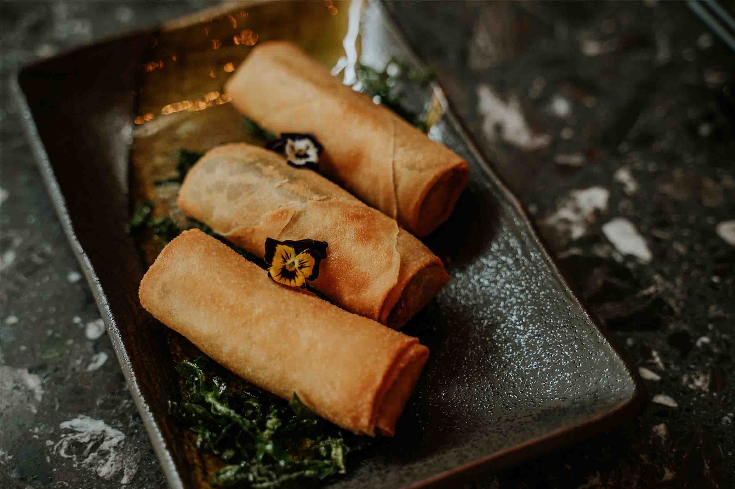 Spring rolls from the kitchen at Lulu Wild Chinese restaurant, Birmingham