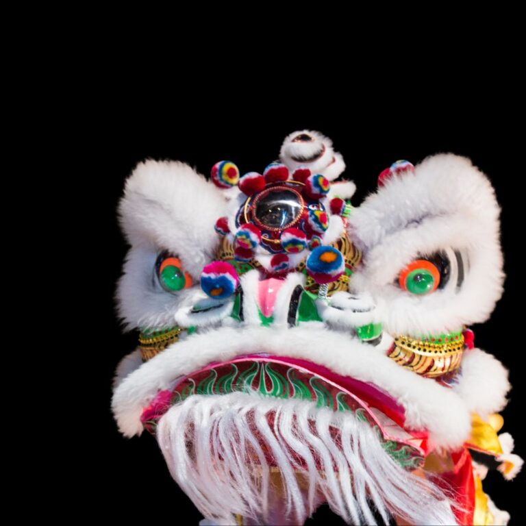 Lion dance celebrating Chinese New Year at Lulu Wild, Chinese restaurant in Birmingham