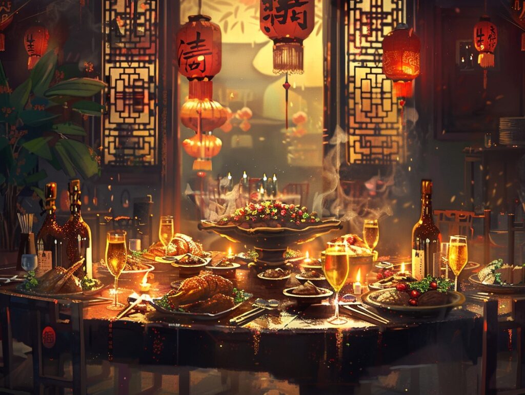 Close-up of a Cantonese Char Siu Pork dish paired with a glass of red wine