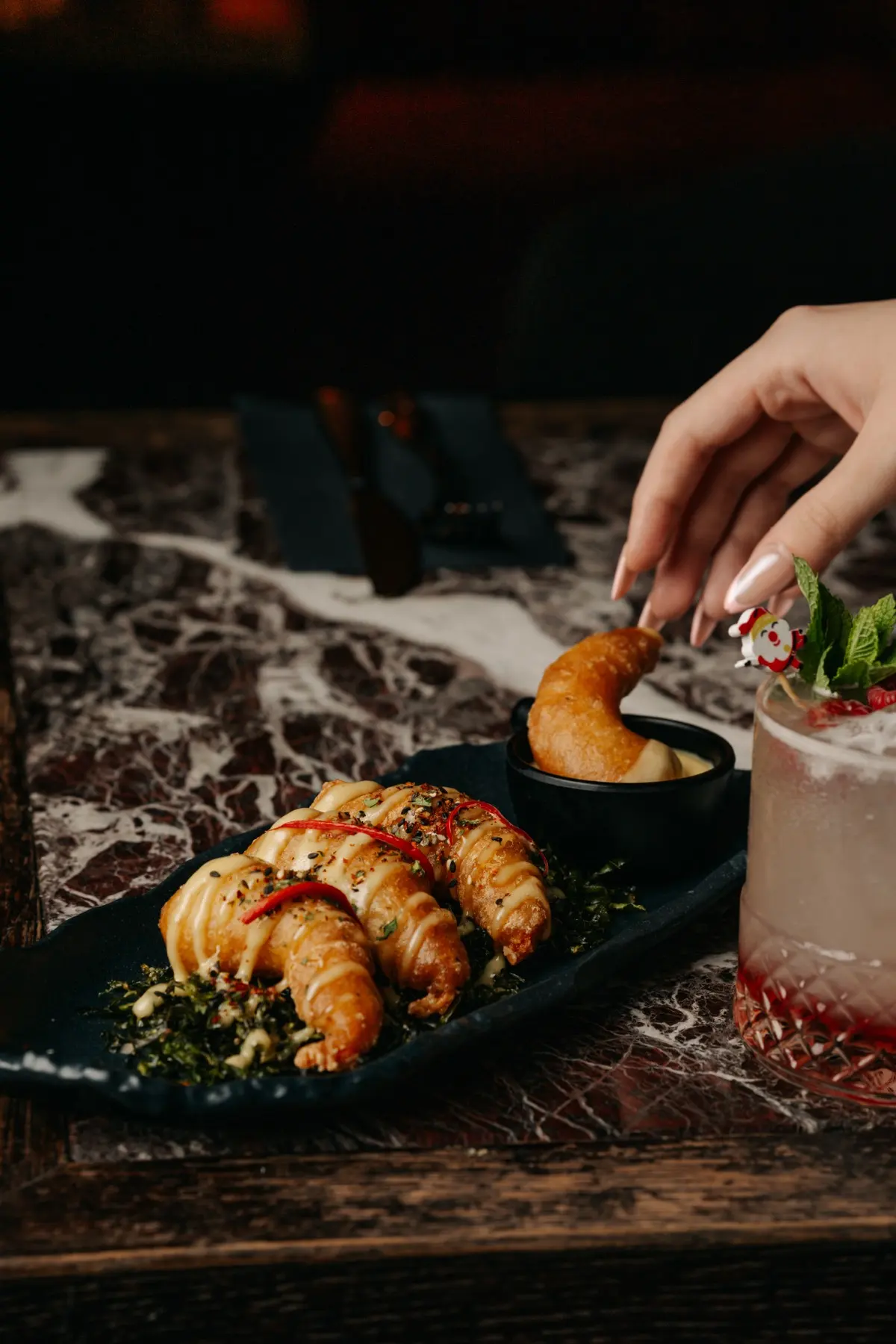 Wasabi prawns, Christmas menu at Lulu Wild Birmingham